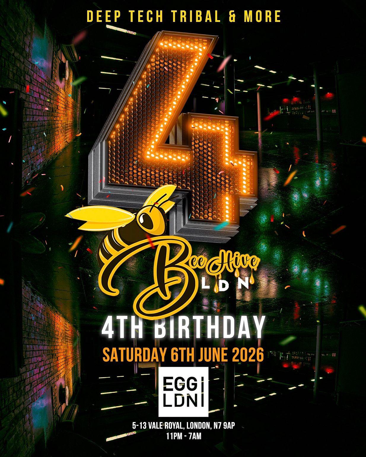 Beehive ldn 4th Birthday – deep, tech, afro & tribal house